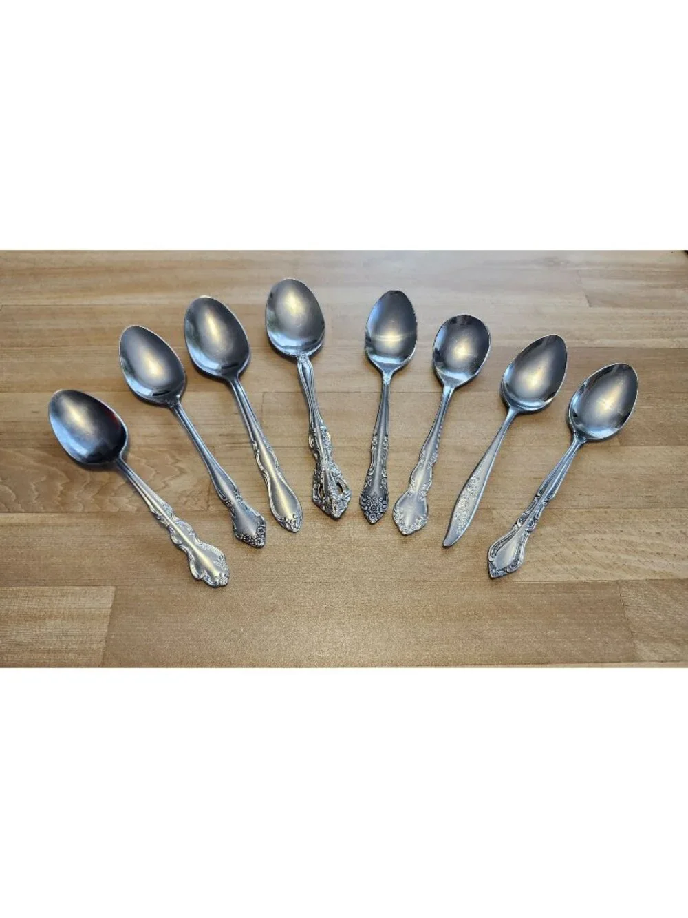 8- Mismatched Stainless Steel Teaspoons Cutlery Flatware Various Designs
